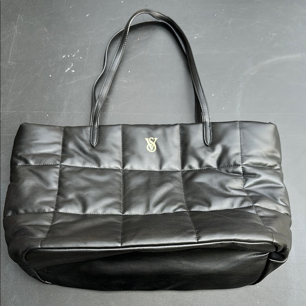 Victoria's Secret Black Quilted Tote Bag